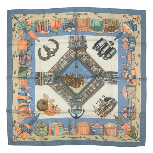 Hermes Scarf Silk Carre 90 Charmes Des Plages Normandes Charm of the Normandy