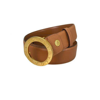 Bvlgari Leather Brown Belt Gold