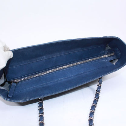 Chanel Chain Lambskin Blue Shoulder Bag Silver