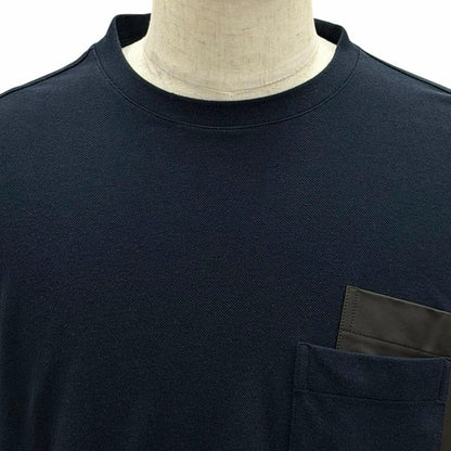 Hermes Cotton Cashmere Pocket Crew Neck Short Sleeve T-Shirt Navy — view 2