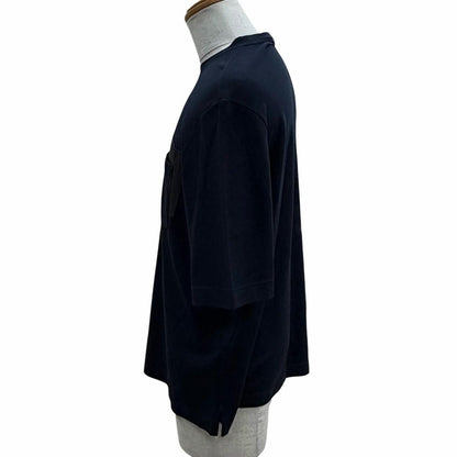 Hermes Cotton Cashmere Pocket Crew Neck Short Sleeve T-Shirt Navy — view 3
