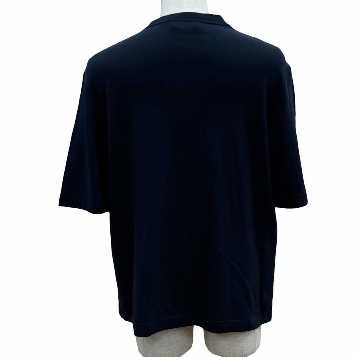 Hermes Cotton Cashmere Pocket Crew Neck Short Sleeve T-Shirt Navy — view 4