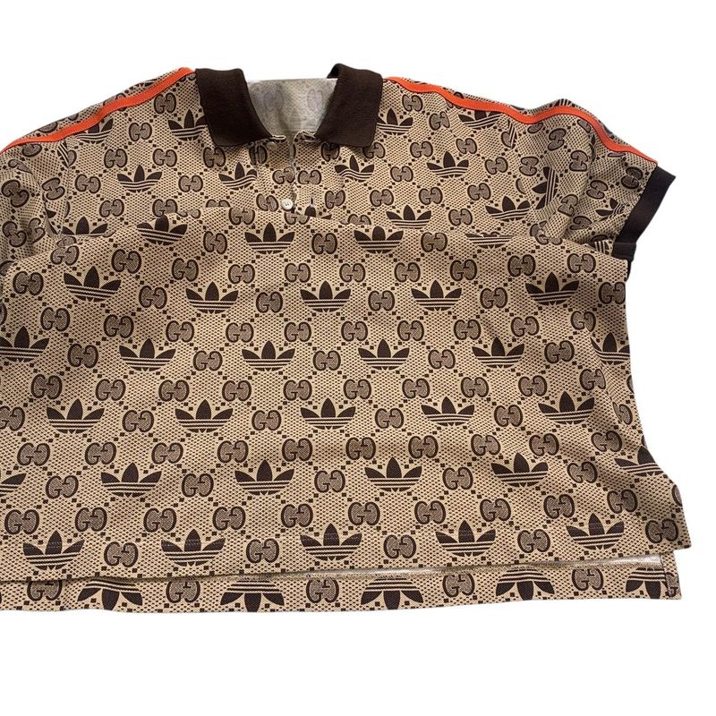 2999 Gucci×adidas GG Cotton Polo Shirt Size S Men Brown Trefoil 700497 Preowned