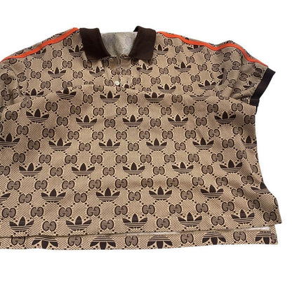 2999 Gucci×adidas GG Cotton Polo Shirt Size S Men Brown Trefoil 700497 Preowned