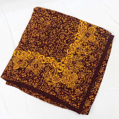 Chanel Large Shawl Chain Pattern Coco Mark Wool Silk Gold Bold - 135cm