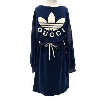 Gucci Dress Navy Ivory Black Adidas Logo Cotton Nylon