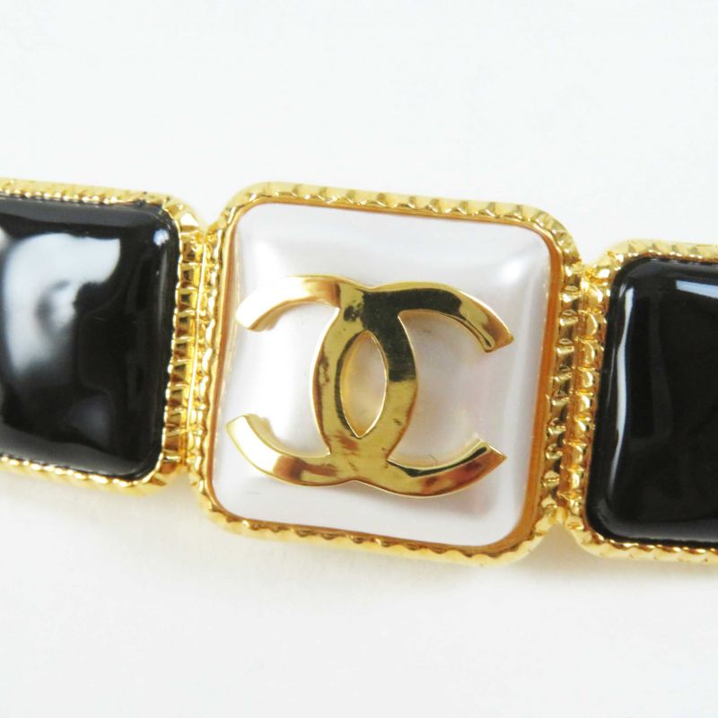 CHANEL B20K Coco Mark Hair Accessory Barrette Black Gold With Box Made In Italy