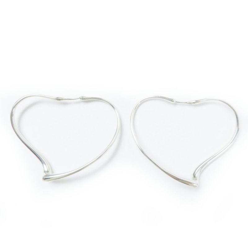 Tiffany & Co Open Heart Medium Binaural Hoop Earrings Ag925