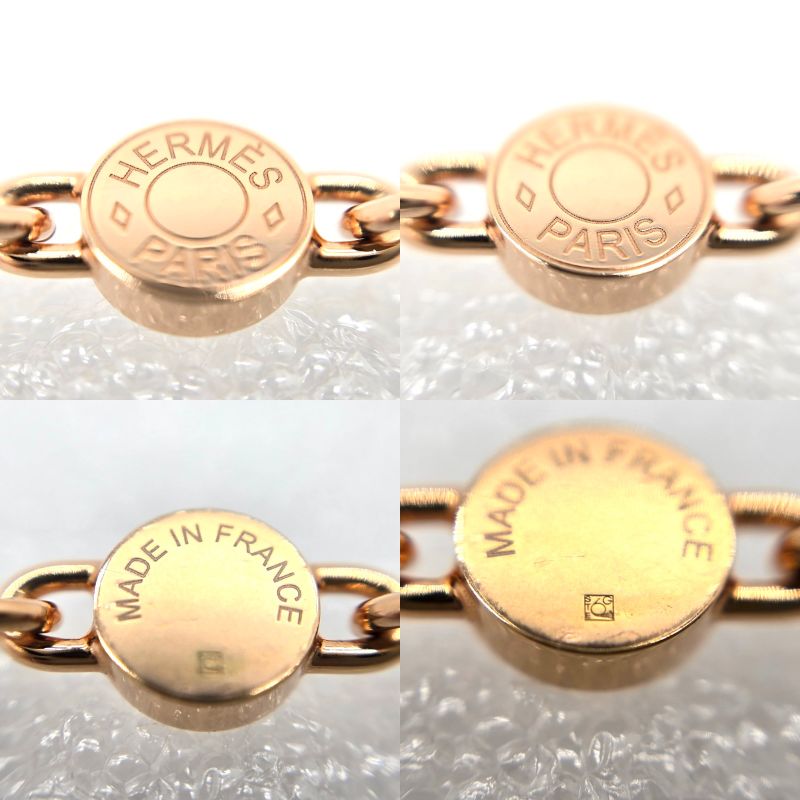 Hermes Charnières PM Necklace Swift Leather Gold Color Metal Neck Circumference