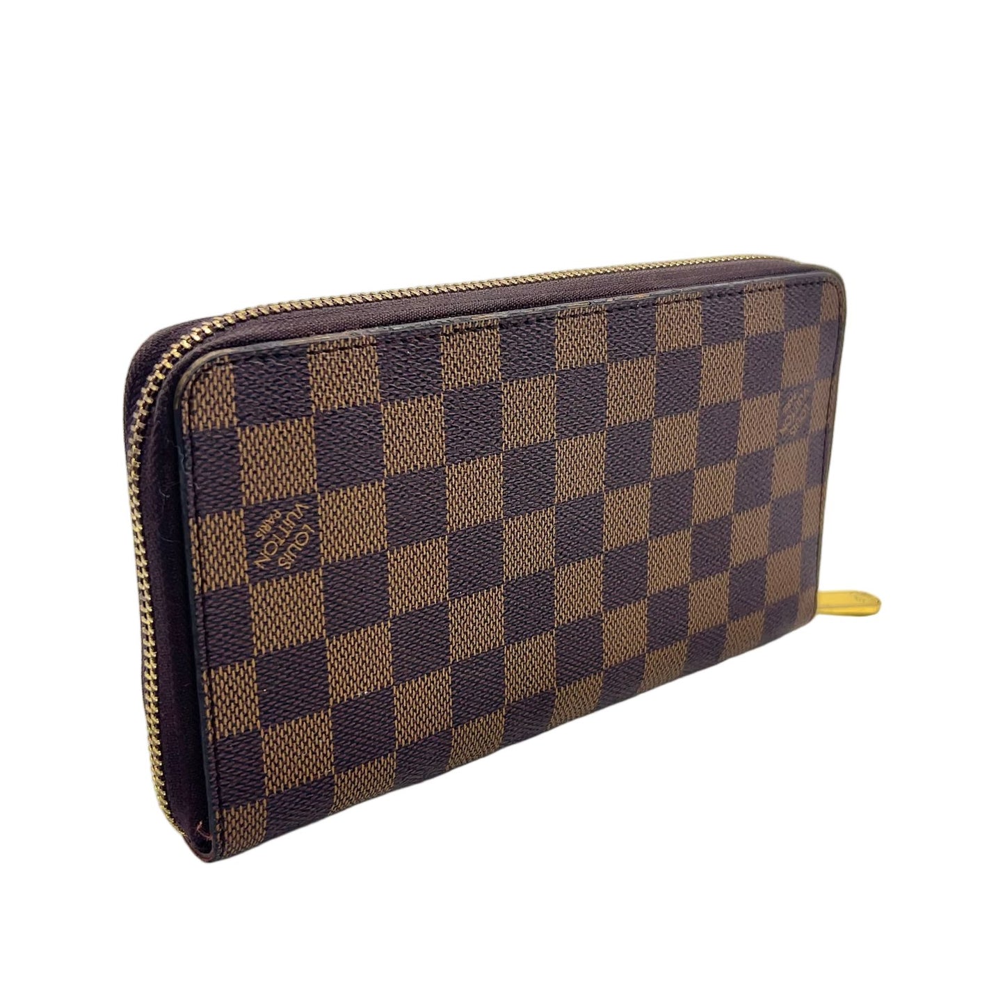 Louis Vuitton Zippy Organizer Damier Ebene Leather Brown Round Wallet Gold — view 2
