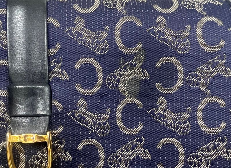 Celine Carriage One Shoulder Bag Macadam Navy Gold 60bs100