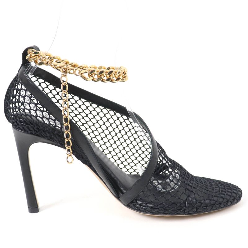 Bottega Veneta Chain Trim Mesh Pumps Black Gold Hardware 37 With