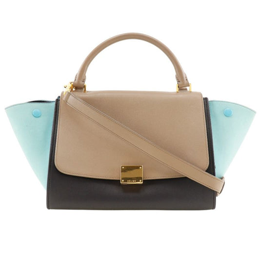Celine Trapeze 2-way Shoulder Calf Brown/black Women's Handbag