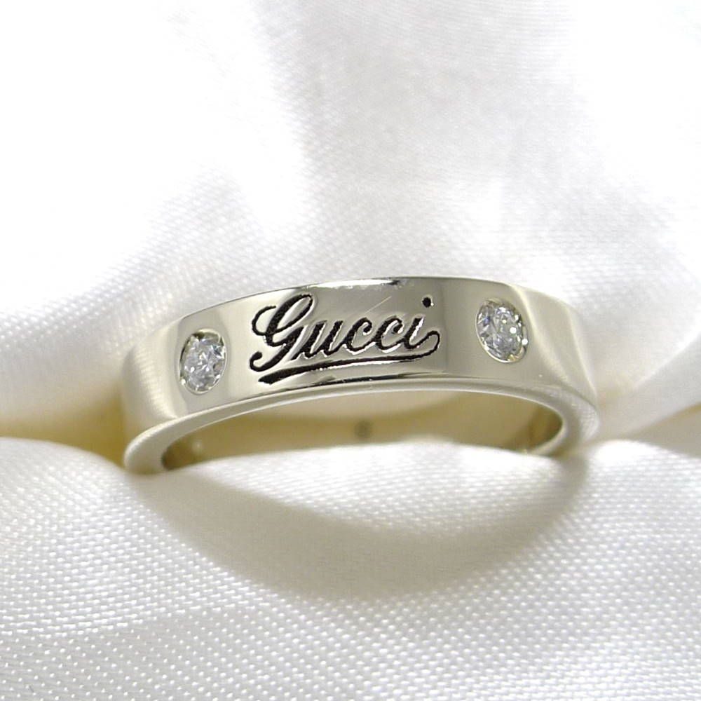 Gucci Icon Print Diamond Ring 18k White Gold List