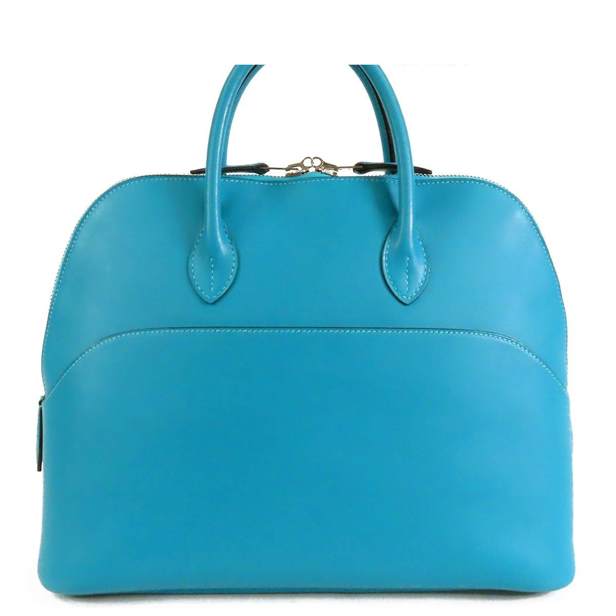Hermes Bolide 30 Turquoise Silver Swift Handbag