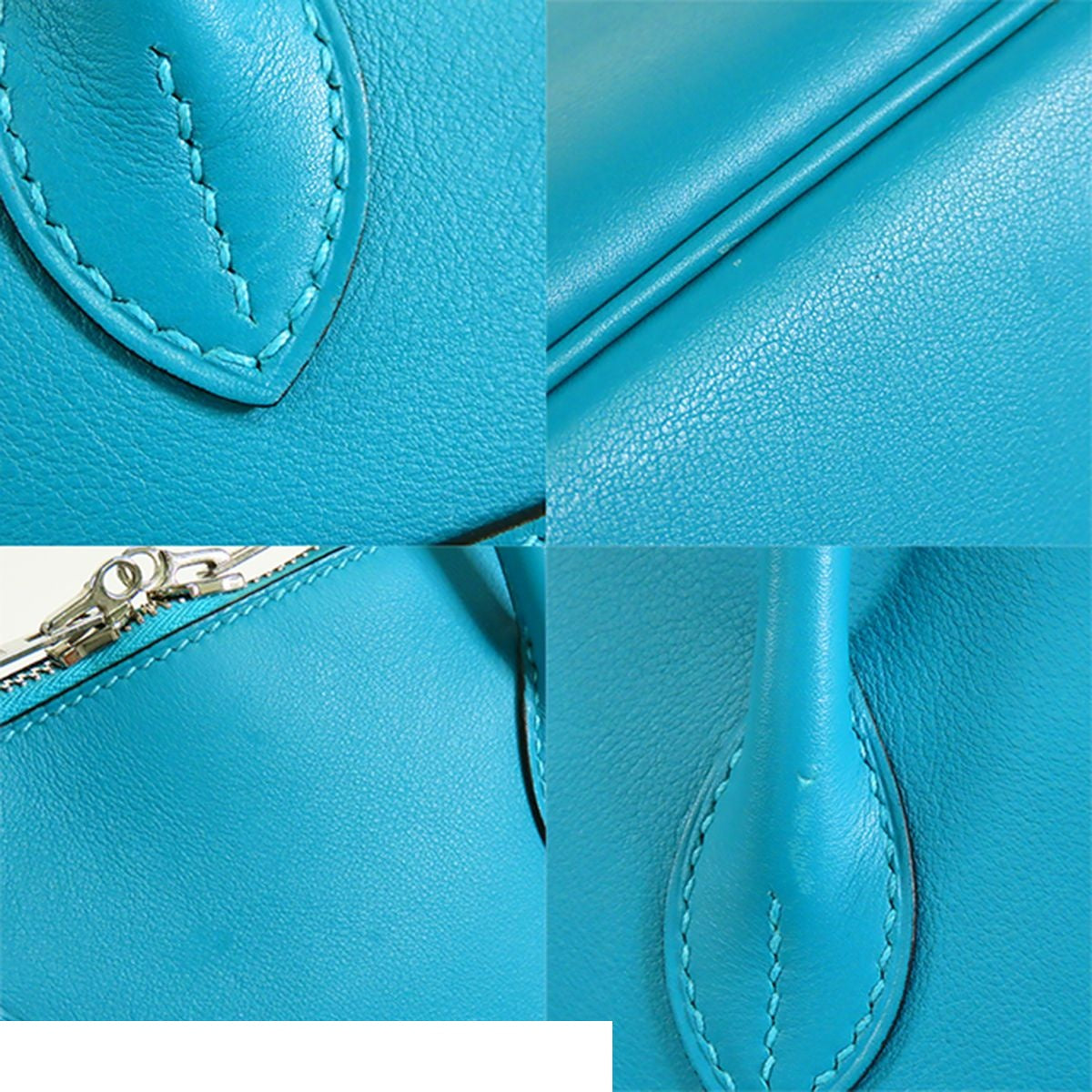 Hermes Bolide 30 Turquoise Silver Swift Handbag — view 6