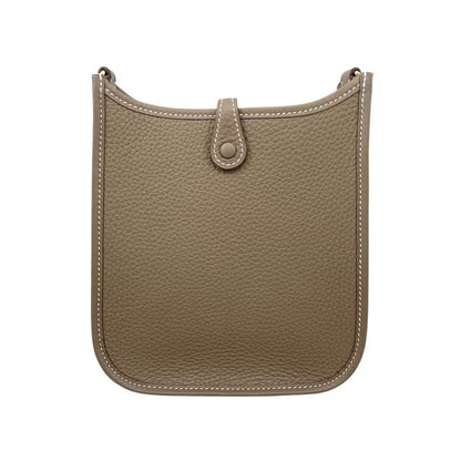 Hermes Shoulder Bag Evelyn TPM W Engraved Taurillon Clemence Etoupe Blue Indigo