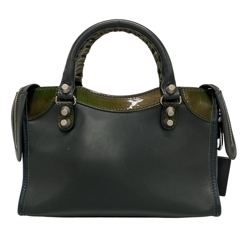 Balenciaga Handbag The Giant Mini City 309544 Blue Green Leather