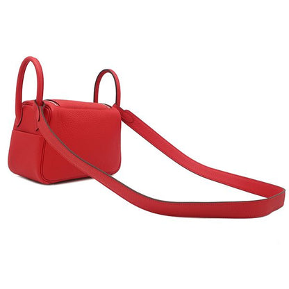 Hermes Shoulder Bag Lindy Mini 20 Taurillon Clemence Vermilion Silver Hardware