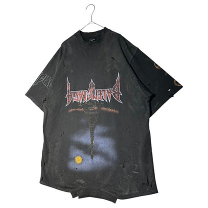 Balenciaga 23ss Paris Moon Upside Down Destroyed Print Oversize D T-Shirt 698811