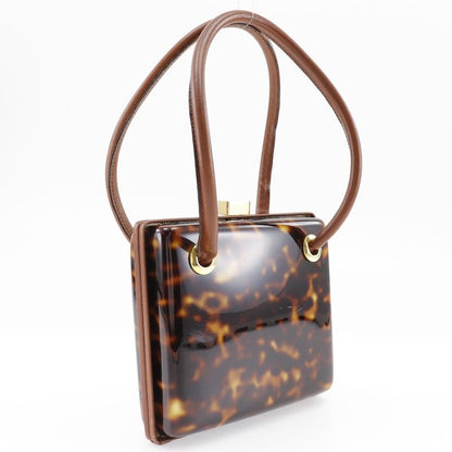 Fendi FF Party Bag Plastic X Leather Brown Ladies Handbag