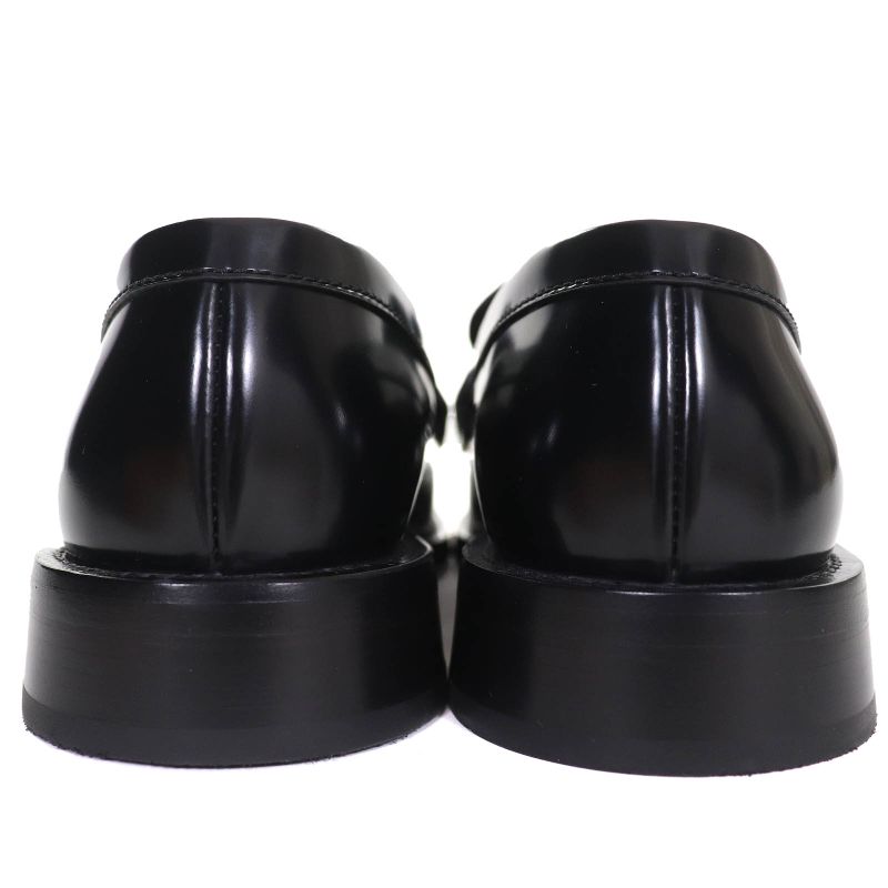 Louis Vuitton Connelly Line Square Toe Logo Leather Coin Loafer Black 35.5