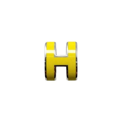 Hermes Earrings Pop Ash Mini H Logo Lime Yellow Silver Boucles D'oreilles Mini