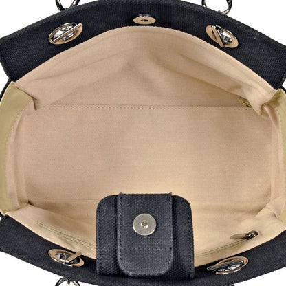 Chanel Coco Mark Chain Shoulder Bag Handbag Lambskin Canvas Black Decacoco Women