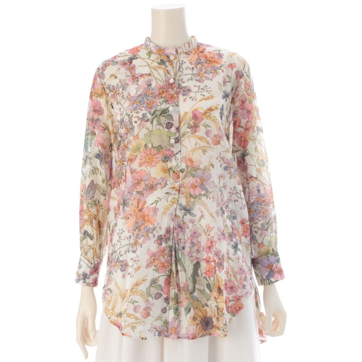 Dior Cotton Saisons Ete Soleil Floral All Over Pattern Voile Long Shirt Blouse