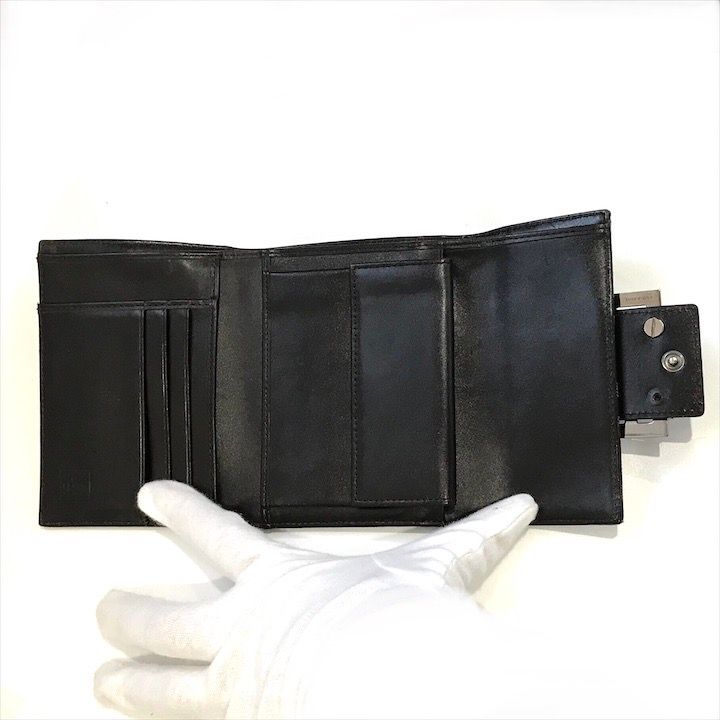 Fendi Zucca Trifold Wallet Compact FF Plate Canvas Leather Brown
