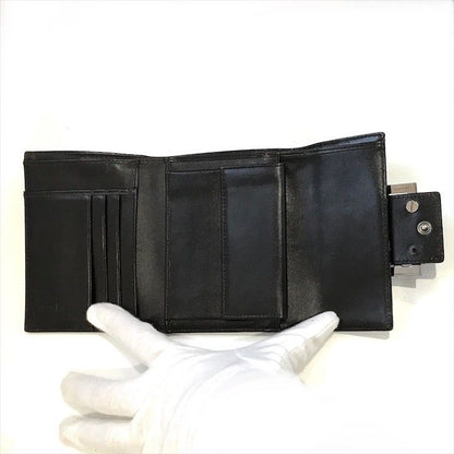 Fendi Zucca Trifold Wallet Compact FF Plate Canvas Leather Brown