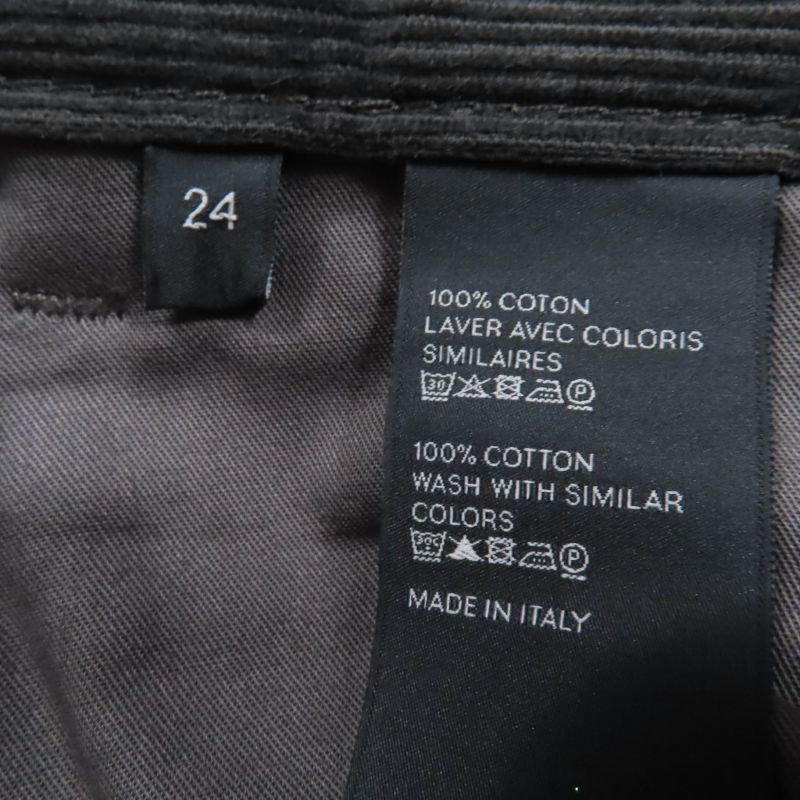 Celine 100% Cotton Corduroy Flared Pants Bottoms Dark Green 24 Made In Italy