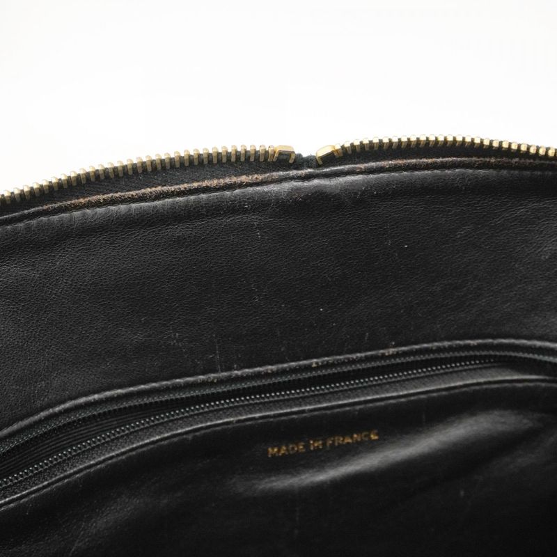 Chanel Shoulder Bag Caviar Skin Black Gold Hardware Women