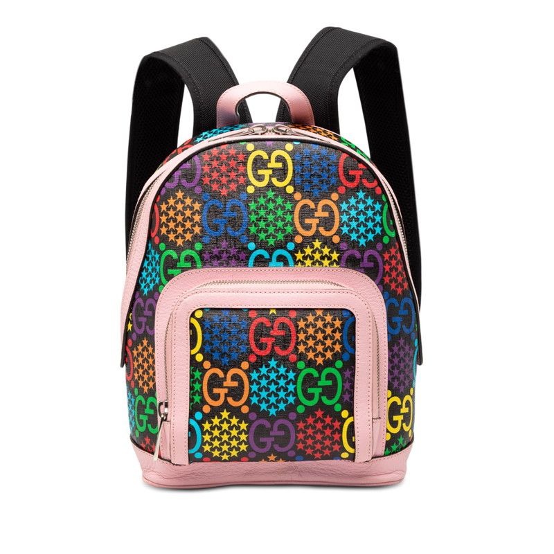 Gucci GG Psychedelic Backpack Pink Black Multicolor Leather
