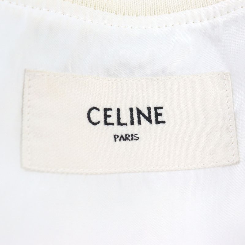 Celine 2w365495m Back Logo Bicolor Nylon Jacket Teddy Blouson White Black 44