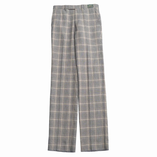 Gucci Pants 44 Check Trousers Pleated Beige Gray