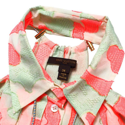 Louis Vuitton Blouse Size 36 Cotton Silk Blend Sleeveless Tunic Ribbon Lame