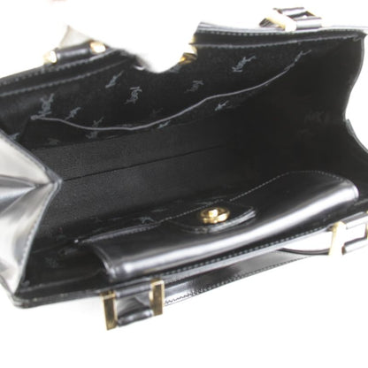 Yves Saint Laurent Vintage Logo Gold Hardware Bag Handbag Leather Black