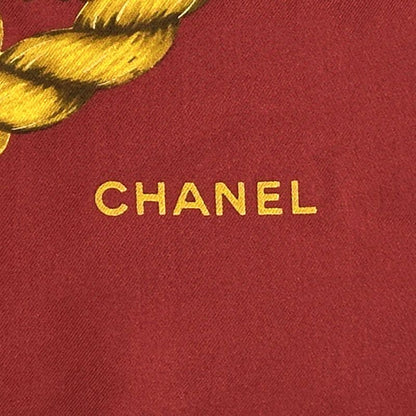Chanel Scarf Women's Brand Coco Mark Silk Red Yellow Large Grape Tassel Autumn