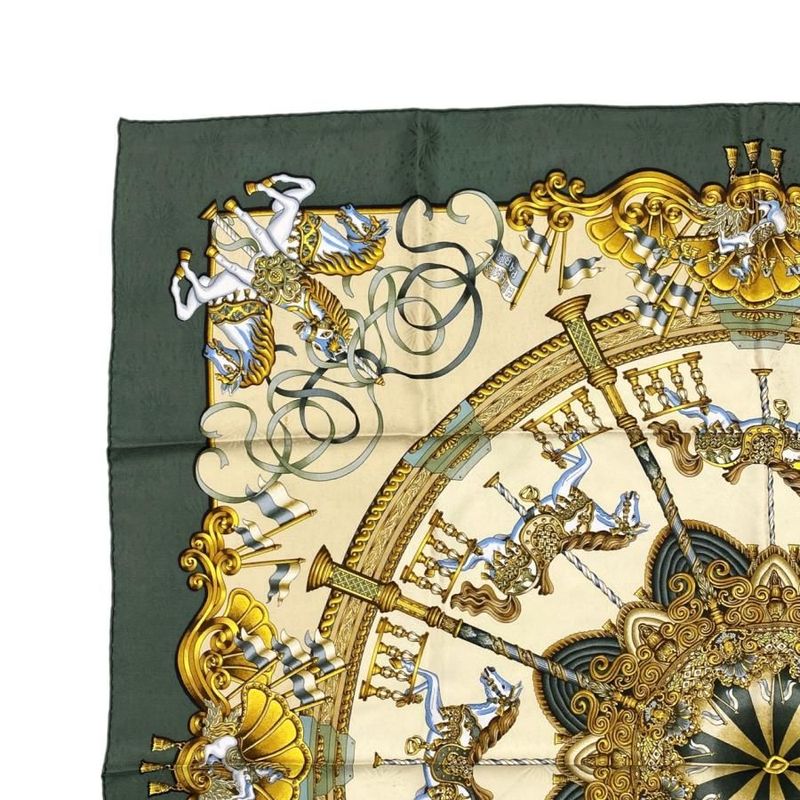 4156 Hermes Silk Scarf Carre 90 Luna Park Merry-Go-Round Amusement Park