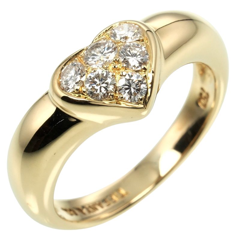Tiffany & Co Pave Heart 18K Yellow Gold And Diamonds #7 Ladies 4g Ring