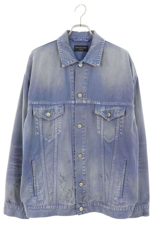 Balenciaga 783660 Tqw53 Graphic Washed Denim Jacket Men's S