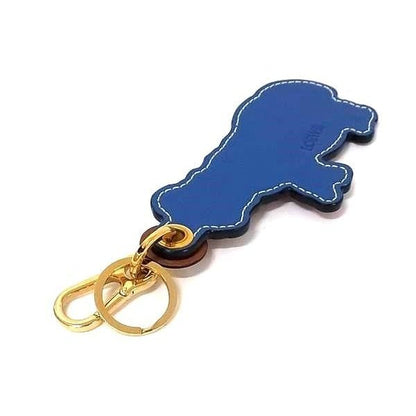 Loewe Noah's Ark Leather Hippopotamus Key Holder Charm Brown Blue — view 2