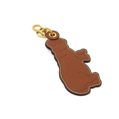 Loewe Noah's Ark Leather Hippopotamus Key Holder Charm Brown Blue