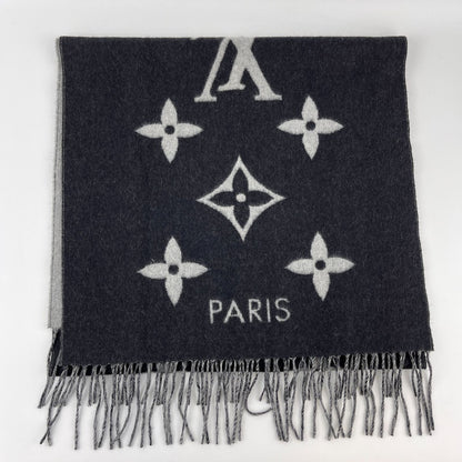Louis Vuitton Scarf Reykjavik Cashmere Black Gray Vintage — view 4