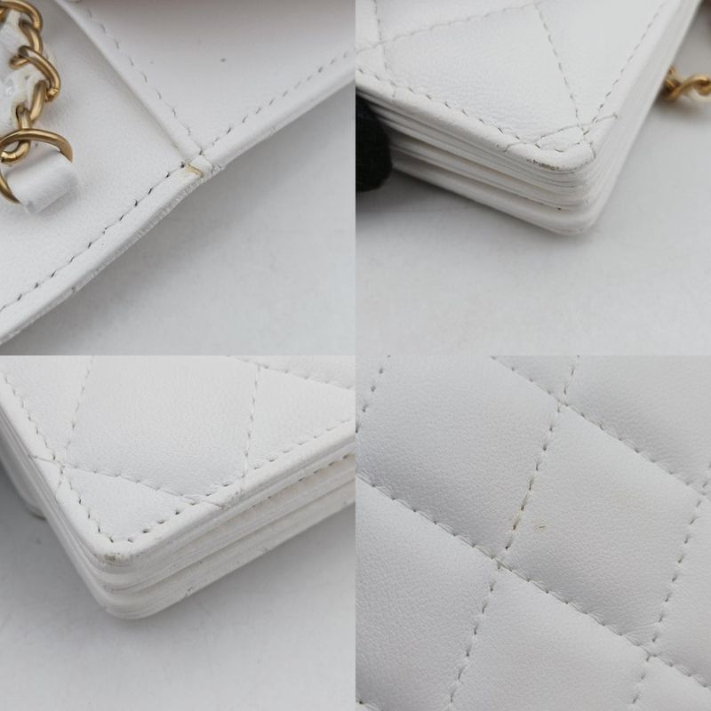 CHANEL  Matelasse Coco Mark White Lambskin Ap1895 30638768