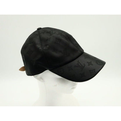 Louis Vuitton Cap Monogram Shadow Black Leather Hat — view 2