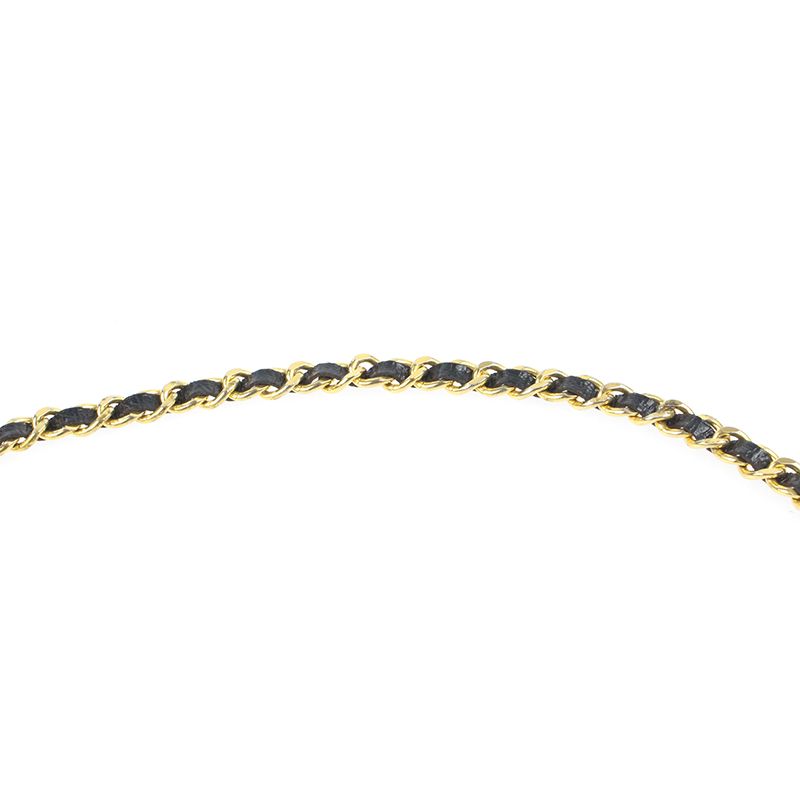 Chanel Belt Lion Chain Leather Gold X Black