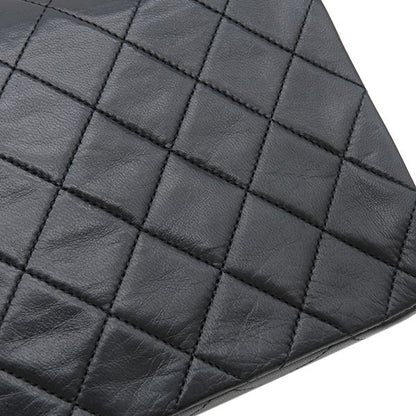 Chanel Shoulder Bag Matelasse Full Flap Lambskin Black Gold Hardware Black