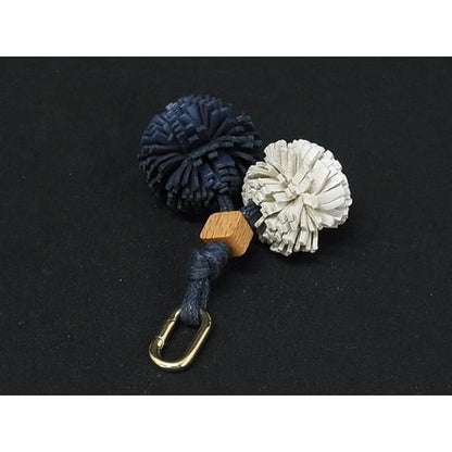 Miu Miu Micro Trick Leather Key Holder Charm Navy White — view 2